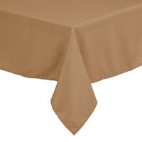 Intedge 72" x 120" Rectangular Beige 100% Polyester Hemmed Cloth Table Cover