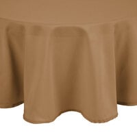 Intedge 90 inch Round Beige 100% Polyester Hemmed Cloth Table Cover