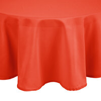 Intedge 90 inch Round Orange 100% Polyester Hemmed Cloth Table Cover