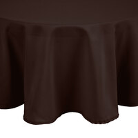 Intedge 120 inch Round Brown 100% Polyester Hemmed Cloth Table Cover