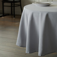 Intedge 90 inch Round Gray 100% Polyester Hemmed Cloth Table Cover