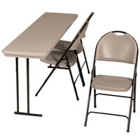 Correll 24 Tan with Brown Frame Plastic Molded Folding Chair