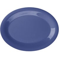 GET OP-120-PB Diamond Mardi Gras 12" x 9" Peacock Blue Oval Melamine Platter - 12/Case