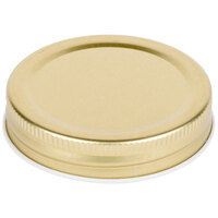 Acopa Rustic Charm Gold Metal Drinking Jar / Mason Jar Solid Lid - 12/Pack