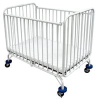 L.A. Baby Holiday Crib 30 inch x 53 inch Metal Folding Crib with 3 inch Extra Wide Casters
