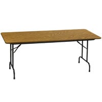 Correll Heavy-Duty Folding Table, 30" x 96" Laminate Top, Medium Oak