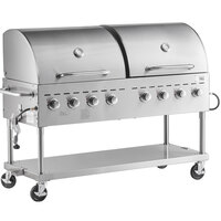 Backyard Pro C3H860DEL Deluxe 60" Stainless Steel Liquid Propane Outdoor Grill with Roll Dome and Vinyl Cover