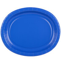 Creative Converting 433147 12" x 10" Cobalt Blue Oval Paper Platter - 96/Case
