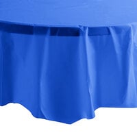 Creative Converting 703147 82 inch Cobalt Blue OctyRound Disposable Plastic Table Cover - 12/Case
