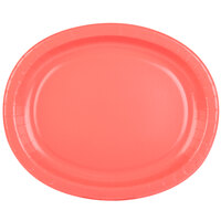 Creative Converting 433146 12" x 10" Coral Orange Oval Paper Platter - 96/Case