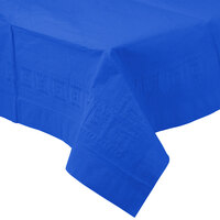 Creative Converting 713147B 54 inch x 108 inch Cobalt Blue Tissue / Poly Table Cover - 24/Case