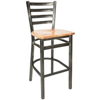 BFM Seating 2160BNTW-CL Lima Steel Bar Height Chair with Natural Wooden Seat and Clear Coat Frame