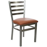 BFM Seating 2160CLBV-CL Lima Steel Side Chair with 2" Light Brown Vinyl Seat and Clear Coat Frame