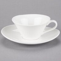 10 Strawberry Street B4519B4520 Izabel Lam Pond 6 oz. White Bone China Cappuccino Cup and Saucer Set - 18/Case