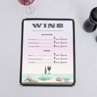 8 1/2 inch x 11 inch Menu Paper - Seafood Themed Coral Design Middle Insert - 100/Pack
