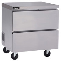 Delfield GUR32P-D 32 inch Front Breathing Undercounter Refrigerator with Two Drawers and 3 inch Casters