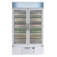Beverage-Air MMR44HC-1-W MarketMax 47 inch White Two Section Glass Door Merchandiser Refrigerator - 45 cu. ft.