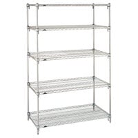 Metro 5A557C Stationary Super Erecta Adjustable 2 Series Chrome Wire Shelving Unit - 24 inch x 48 inch x 74 inch