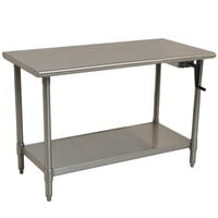 Eagle Group T3048SEB-HA Right Crank 16 Gauge Type 304 Stainless Steel Adjustable Height ADA / Ergonomic Work Table with Undershelf - 30 inch x 48 inch