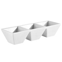 CAC CN-3T7 7 inch x 2 1/2 inch x 1 1/4 inch China Rectangular 3 Compartment Tasting Bowl - 24/Case