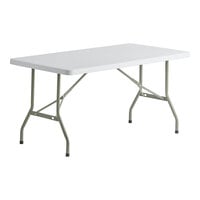 Lancaster Table & Seating 30 inch x 60 inch Heavy-Duty Granite White Plastic Folding Table with Sage Gray Legs