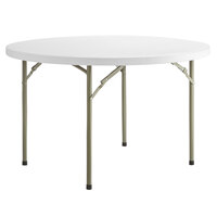 Lancaster Table & Seating 48" Round Heavy-Duty Granite White Plastic Folding Table