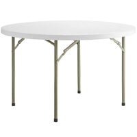 Lancaster Table & Seating 48" Round Heavy-Duty Granite White Plastic Folding Table