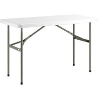 Lancaster Table & Seating 24" x 48" Heavy-Duty Granite White Plastic Folding Table