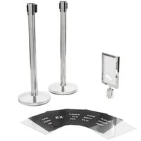 Lancaster Table & Seating Stainless Steel Silver 36 inch Crowd Control / Guidance Stanchion Kit including Frame & Sign Set with Clear Covers