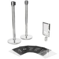 Lancaster Table & Seating Stainless Steel Silver 36" Crowd Control / Guidance Stanchion Kit including Frame & Sign Set with Clear Covers