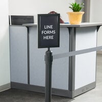 Lancaster Table & Seating Black 8 1/2 inch x 12 1/2 inch Stanchion Sign Frame & Sign Set with Clear Covers