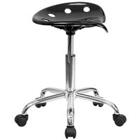 Flash Furniture LF-214A-BLACK-GG Black Office Stool with Tractor Seat and Chrome Frame