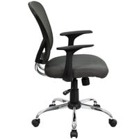 Flash Furniture H-8369F-DK-GY-GG Mid-Back Dark Gray Mesh Office Chair with Arms, Padded Seat, and Chrome Base