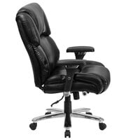 Flash Furniture GO-2149-LEA-GG High-Back Black Leather Intensive-Use Multi-Shift Swivel Office Chair with Lumbar Support Knob, Headrest, and Padded Arms