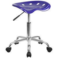 Flash Furniture LF-214A-DEEPBLUE-GG Deep Blue Office Stool with Tractor Seat and Chrome Frame