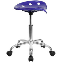 Flash Furniture LF-214A-DEEPBLUE-GG Deep Blue Office Stool with Tractor Seat and Chrome Frame
