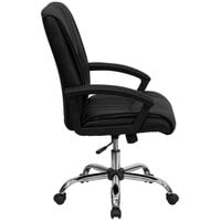 Flash Furniture BT-9076-BK-GG Mid-Back Black Leather Manager's Office Chair with Chrome Finished Base