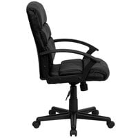 Flash Furniture GO-1004-BK-LEA-GG Mid-Back Black Leather Office Chair with Arms and Spring Tilt Control