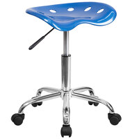 Flash Furniture LF-214A-BRIGHTBLUE-GG Bright Blue Office Stool with Tractor Seat and Chrome Frame