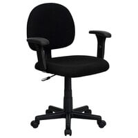 Flash Furniture BT-660-1-BK-GG Mid-Back Black Ergonomic Office Chair / Task Chair with Adjustable Arms