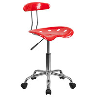 Flash Furniture LF-214-RED-GG Red Office / Task Chair with Tractor Seat and Chrome Frame