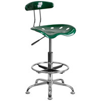 Flash Furniture LF-215-GREEN-GG Green Drafting Stool with Tractor Seat and Chrome Frame
