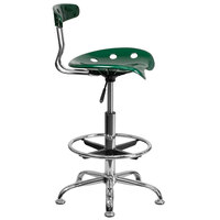 Flash Furniture LF-215-GREEN-GG Green Drafting Stool with Tractor Seat and Chrome Frame