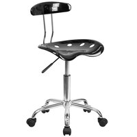 Flash Furniture LF-214-BLK-GG Black Office / Task Chair with Tractor Seat and Chrome Frame