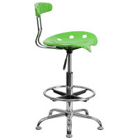 Flash Furniture LF-215-APPLEGREEN-GG Apple Green Drafting Stool with Tractor Seat and Chrome Frame