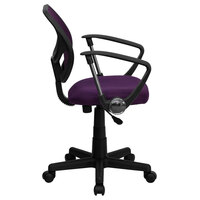 Flash Furniture WA-3074-PUR-A-GG Mid-Back Purple Mesh Office / Task Chair with Nylon Base and Polyurethane Arms