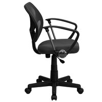 Flash Furniture WA-3074-GY-A-GG Mid-Back Gray Mesh Office / Task Chair with Nylon Frame, Swivel Base, and Polyurethane Arms