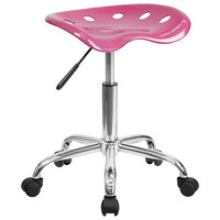 Flash Furniture LF-214A-PINK-GG Pink Office Stool with Tractor Seat and Chrome Frame