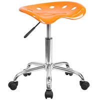 Flash Furniture LF-214A-ORANGEYELLOW-GG Orange Office Stool with Tractor Seat and Chrome Frame