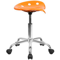 Flash Furniture LF-214A-ORANGEYELLOW-GG Orange Office Stool with Tractor Seat and Chrome Frame